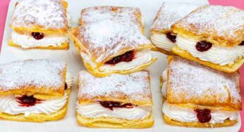 Irresistibile dessert di pasta sfoglia super cremoso, sono sicura che scompariranno da tavola in meno di 60 secondi